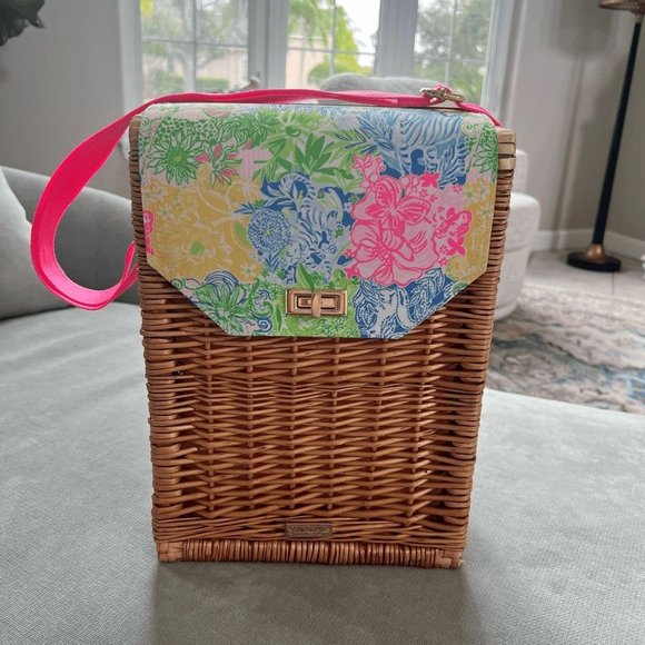 Lilly Pulitzer Other - Lilly Pulitzer Wicker Wine Basket